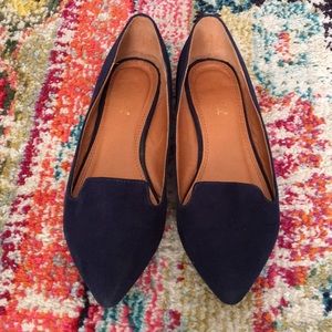 Navy suede pointed toe flats